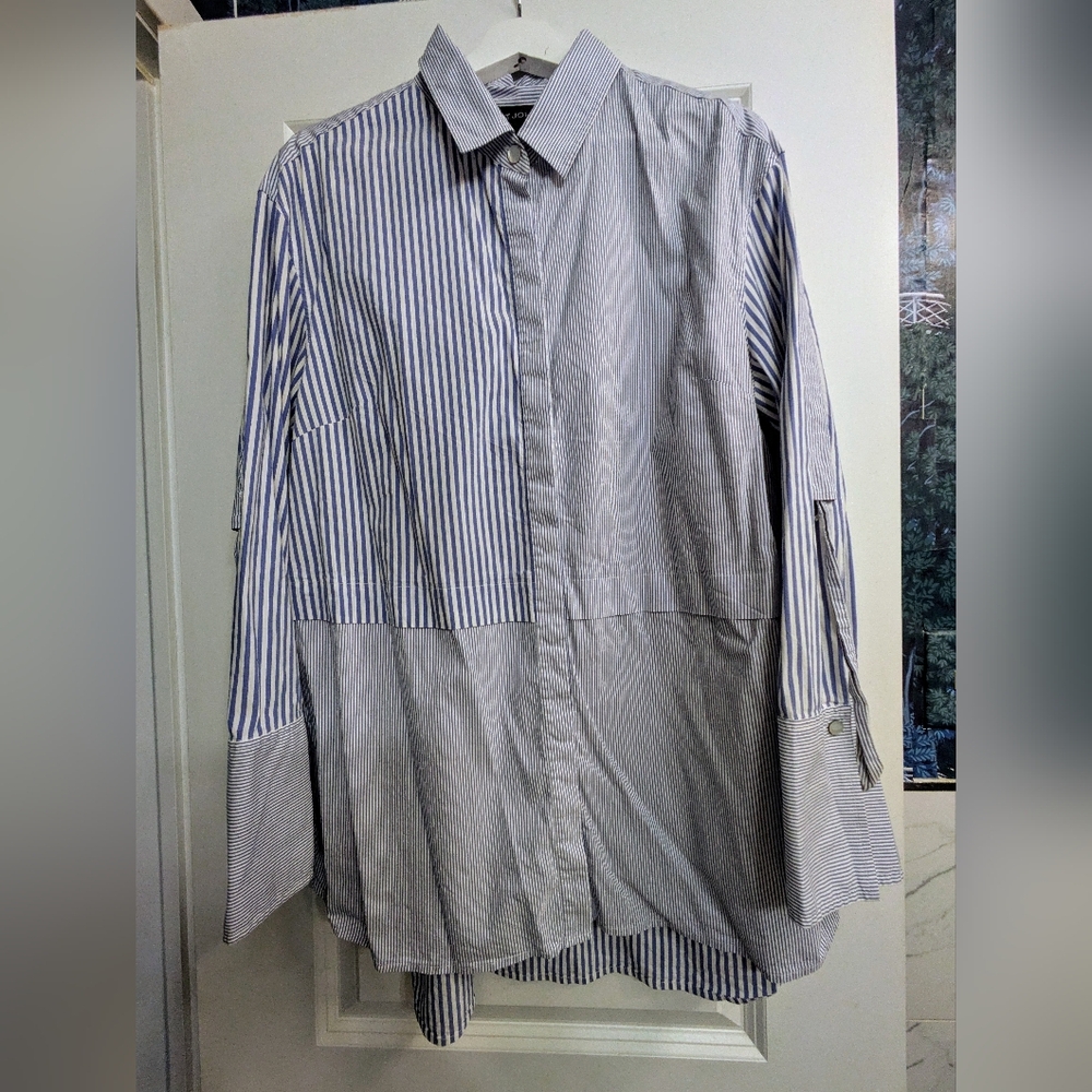 St. John Blue and White Striped Men's Shirt